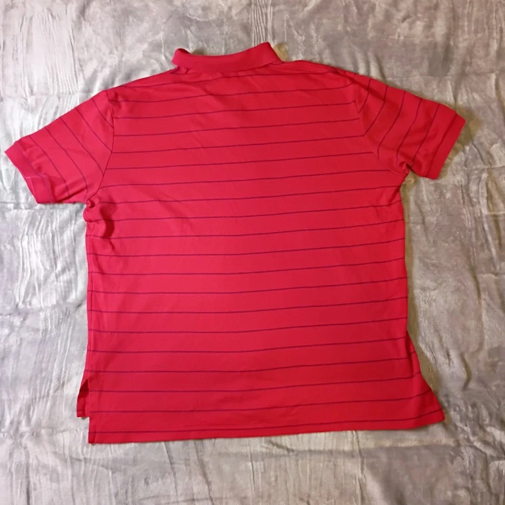 Polo Ralph Lauren Mens XL Red‎ Navy Blue Striped Short Sleeve Cotton Polo Shirt